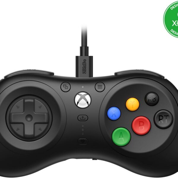 8Bitdo M30 Wired para Xbox e Windows: controle oficial com 6 botões, resposta rápida e ideal para jogos de luta.
