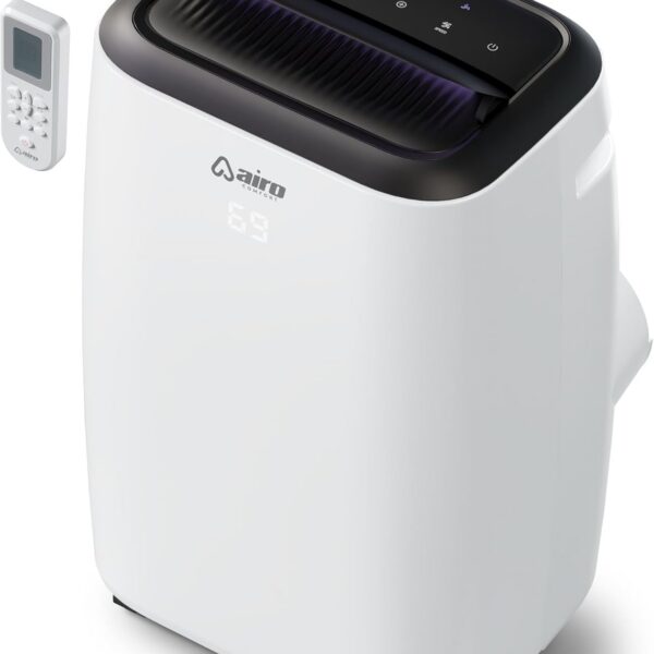AIRO COMFORT Ar condicionado portátil 14000 BTU para sala de 700 m², unidade CA de chão com controle remoto e kit de instalação DYI