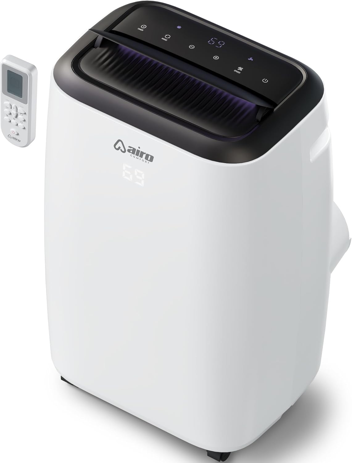 AIRO COMFORT Ar condicionado portátil 14000 BTU para sala de AIRO COMFORT Ar condicionado portátil 14000 BTU para sala de 700 m², unidade CA de chão com controle remoto e kit de instalação DYI