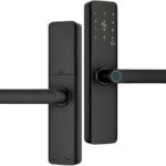 ANJGG Fechadura Digital Biométrica: segurança inteligente com senha, NFC e design slim preto para sua porta principal