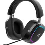 ATTACK SHARK G800 Wireless Gaming Headset, 7.1 Surround Sound,Memory Foam Ear Pads,Durable Aluminum Frame,Detachable Microphone, Bluetooth/2.4G Wireless/Wired Headphone for PC,PS5,PS4,Xbox One(Black)