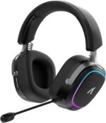 ATTACK SHARK G800 Wireless Gaming Headset, 7.1 Surround Sound,Memory Foam Ear Pads,Durable Aluminum Frame,Detachable Microphone, Bluetooth/2.4G Wireless/Wired Headphone for PC,PS5,PS4,Xbox One(Black)