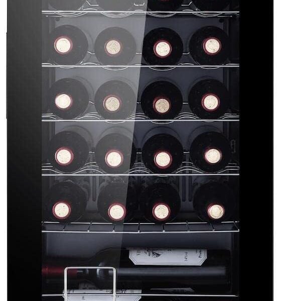Adega Climatizada Eos Eac24g 24 Garrafas 110v com painel touch e LED, ideal para conservar vinhos na temperatura certa.