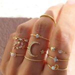 Anéis empilháveis ajustáveis minimalistas e boêmios: elegância diária com motivos celestiais, presente perfeito para ela