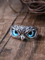 Anel de coruja de prata vintage com estilo único, ideal para joias masculinas e femininas modernas - Imagem 2