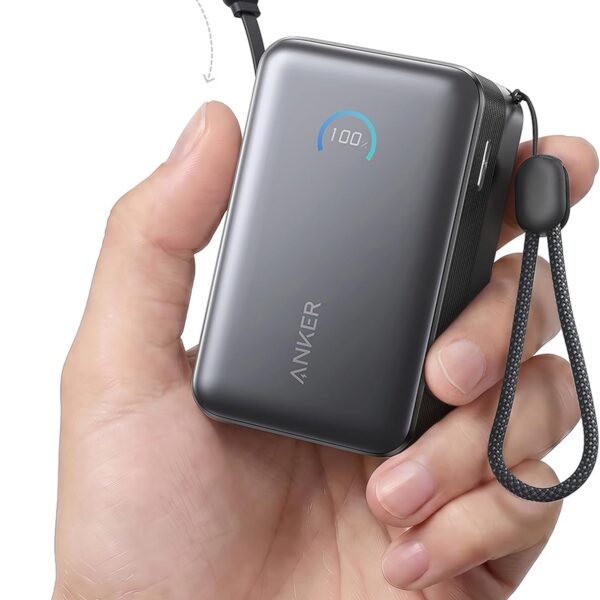Anker Nano Power Bank, Carregador Portátil USB-C 10000mAh até 45W, com Cabo Retrátil 70cm, Carregamento Rápido, Bateria Externa para iPhone 17/16/15, Samsung, Xiaomi, iPad, MacBook Air, Preto