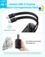 Anker Zolo Carregador Portátil, Power Bank 20000mAh, Carregamento Rápido até 45W, Cabos USB-C Duplos Integrados, para iPhone 17/16/15/Samsung/Xiaomi/Motorola/iPad/MacBook Air, Preto - Imagem 2