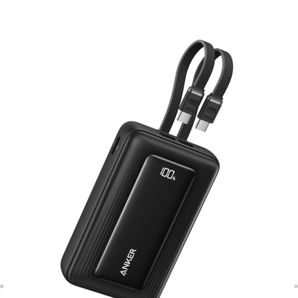 Anker Zolo Carregador Portátil, Power Bank 20000mAh, Carregamento Rápido até 45W, Cabos USB-C Duplos Integrados, para iPhone 17/16/15/Samsung/Xiaomi/Motorola/iPad/MacBook Air, Preto