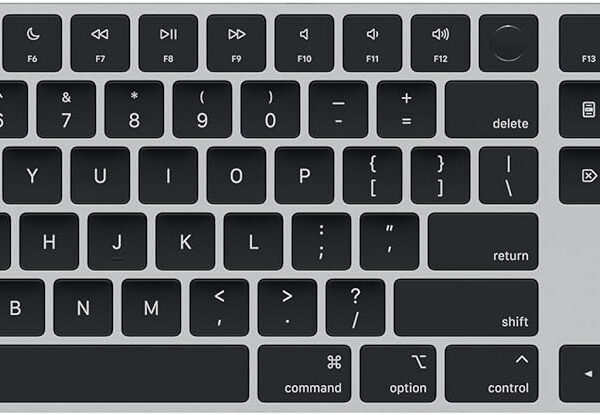 Apple Magic Keyboard com Touch ID e teclado numérico: autenticação rápida e segura para Macs com chip Apple.