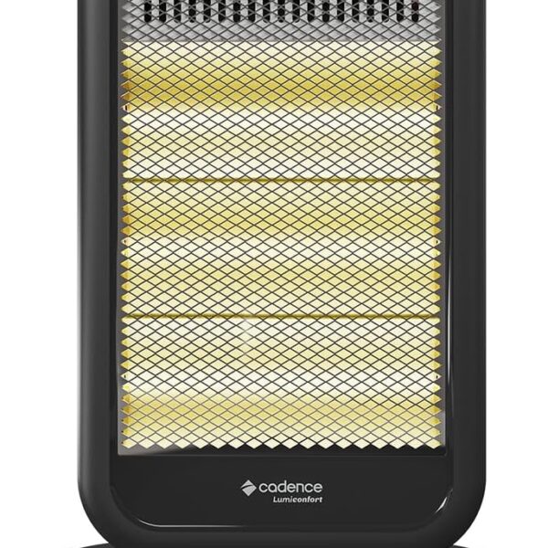 Aquecedor Cadence Halógeno Lumiconfort 127V: aquece rápido, com oscilação horizontal e segurança automática para seu conforto.
