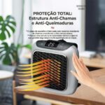 Aquecedor Cerâmico Digital Portátil para Ambientes Compactos de Tomada Bivolt com Termostato Ajustável e Monitoramento em Visor LED - Imagem 2