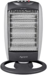 Aquecedor Halogênio Portátil AGT-HL01 1200W com função oscilante e 3 níveis de potência para aquecer rápido seu ambiente