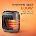 Aquecedor Portátil 110V 800W com Controle Remoto: calor rápido, compacto e prático para quarto e casa. - Imagem 2