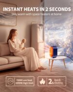 Aquecedor portátil 1000W com aquecimento rápido e proteção contra superaquecimento para escritório e quarto - Imagem 2