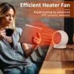Aquecedor portátil com termostato: compacto, silencioso e seguro para quarto, escritório e casa - Imagem 2
