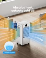 Ar condicionado portátil, refrigerador de ar evaporativo sem janelas com controlo remoto, 3 velocidades, temporizador de 12 horas, refrigerador oscilante para câmara, sala de estar, cor - Imagem 2