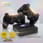 Arcadian Box Console Retro: multijogos 4K HDMI com 2 controles USB e compatibilidade com PS1, N64, SNES e arcade.