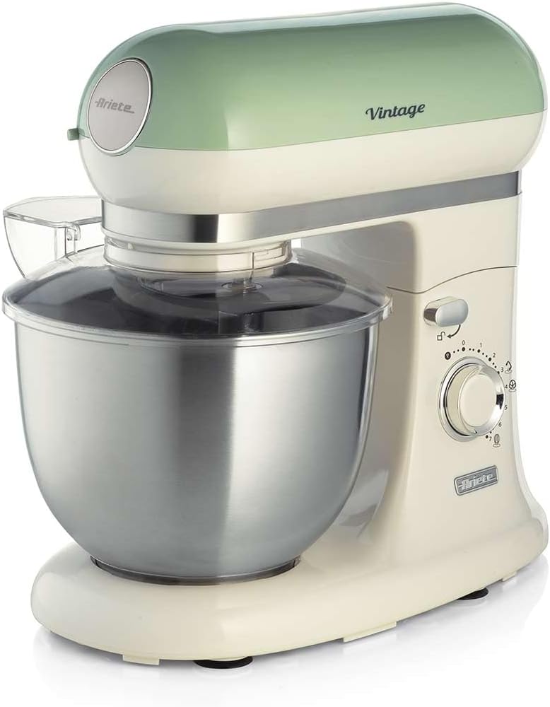 Ariete 1588, Batedeira Planetária Vintage Verde, Tigela Aço Inox 5.5L, Ariete 1588, Batedeira Planetária Vintage Verde, Tigela Aço Inox 5.5L, 7 Velocidades - 127V