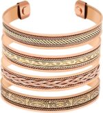 Art Of Creation Conjunto de 3 pulseiras de cobre puro ajustável: estilo unissex, confortável e feito à mão para uso diário.