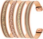 Art Of Creation Conjunto de 3 pulseiras de cobre puro ajustável: estilo unissex, confortável e feito à mão para uso diário. - Imagem 2