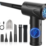 Aspirador Portatil Sem Fio Carro Potente 55000RPM Aspirador de Pó Portatil Sem Fio 3Níveis Velocidade Ajustáveis Eletrico Soprador de Ar PC para Churrasqueira Teclado Dispositivos Casa Exterior