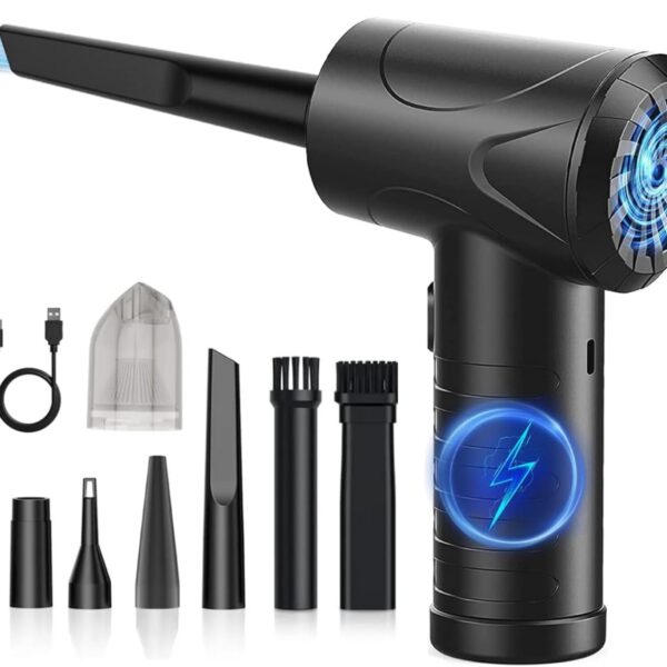 Aspirador Portatil Sem Fio Carro Potente 55000RPM Aspirador de Pó Portatil Sem Fio 3Níveis Velocidade Ajustáveis Eletrico Soprador de Ar PC para Churrasqueira Teclado Dispositivos Casa Exterior