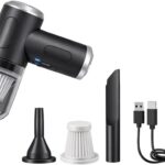 Aspirador Portátil Sem Fio para Carro e Casa – Mini Aspirador Automotivo Recarregável USB com Forte Sucção, de Mão Compacto com Bicos para Cantos, Teclado e Estofados