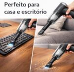 Aspirador Portátil Sem Fio para Carro e Casa – Mini Aspirador Automotivo Recarregável USB com Forte Sucção, de Mão Compacto com Bicos para Cantos, Teclado e Estofados - Imagem 2