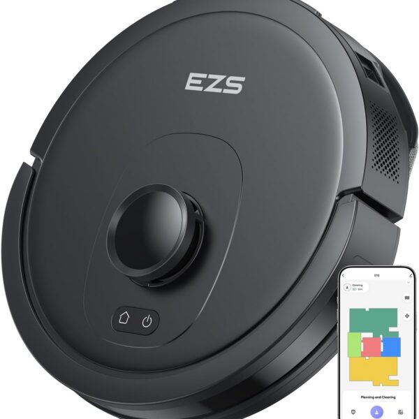 Aspirador Robô EZS E10, Sucção Ultra Forte de 5.500 Pa, Navegação a Laser iPath, para Limpeza Profunda de Pisos, Ideal para Cabelos e Pisos Duros