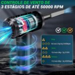 Aspirador portátil 3 em 1 sem fio, 50.000 RPM, potente e recarregável para limpeza de teclado, carro e eletrônicos - Imagem 2
