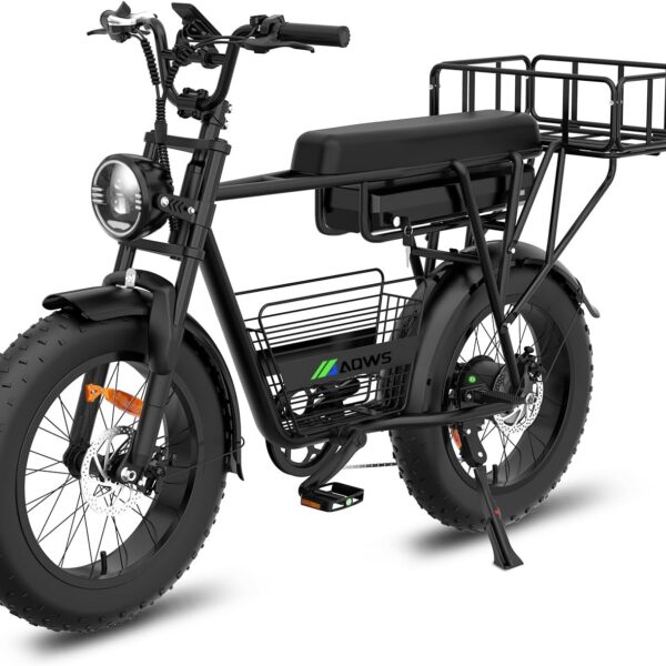 BEMMY Bicicleta Elétrica 1000W: pneus 20x4, bateria 48V e até 50 km/h para mais potência e autonomia.