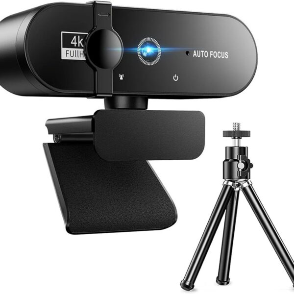 BEMMY Webcam 4K UHD com Foco Automático, Câmera USB Ultra HD para Computadores de Mesa e Laptops com Capa de Privacidade e Tripé (4K UHD)