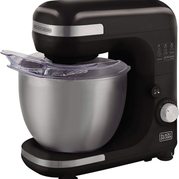 BLACK+DECKER Batedeira Planetária 5L, 750W e 8 velocidades: potência e precisão para receitas perfeitas.