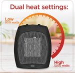 BLACK+DECKER aquecedor de cerâmica 1500W para espaços pequenos com aquecimento rápido e seguro, ideal para uso interno. - Imagem 2