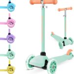 BOLDCUBE Teeny: scooter de 3 rodas leve e ajustável para crianças de 3 a 6 anos, com rodas piscantes e direção fácil.