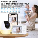 Babá Eletrônica 4.3" com WiFi e câmera HD 1080P, visão noturna, bateria 3500mAh e intercomunicador bidirecional para monitorar seu bebê com segurança. - Imagem 2