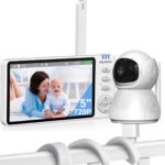 Babá Eletrônica 5.0 HD 720P com visão noturna, áudio bidirecional, monitoramento de temperatura e 4X zoom, sem Wi-Fi