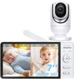 Babá Eletrônica OLANENEM com tela IPS 7", visão noturna e alcance de 300m para monitorar seu bebê com segurança e privacidade