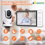 Babá Eletrônica OLANENEM com tela IPS 7", visão noturna e alcance de 300m para monitorar seu bebê com segurança e privacidade - Imagem 2