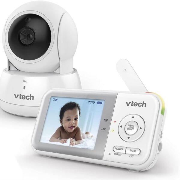 Babá Eletrônica VTech VM3262 com monitor, visão noturna e câmera panorâmica para monitorar seu bebê com mais segurança.