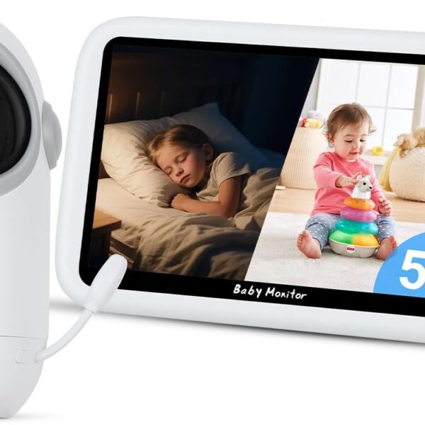 Babá Eletrônica com Monitor 5" HD: visão noturna, áudio bidirecional e conexão segura sem Wi-Fi para mais tranquilidade no cuidado do bebê