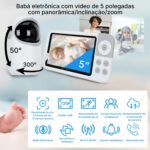 Babá Eletrônica com Monitor 5" HD: visão noturna, áudio bidirecional e conexão segura sem Wi-Fi para mais tranquilidade no cuidado do bebê - Imagem 2