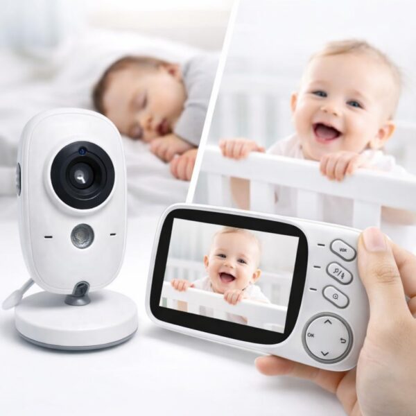 Babá Eletrônica com Monitor LCD e Visão Noturna para monitorar seu bebê com segurança, áudio bidirecional e alcance de 260m.