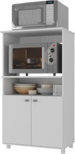 Balcão Multiuso de Cozinha Multimóveis Branco Premium – Para Forno e Micro-ondas, Design Moderno, Espaçoso e Funcional