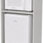 Bancada Bar com rodízios para embutir frigobar e micro-ondas, ideal para otimizar sua cozinha com praticidade.