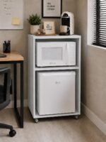 Bancada Bar com rodízios para embutir frigobar e micro-ondas, ideal para otimizar sua cozinha com praticidade. - Imagem 2
