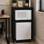 Bancada Bar para Embutir Frigobar e Micro-ondas com rodízios: praticidade, resistência e design para sua cozinha ou bar.