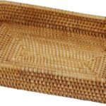Bandeja de vime com alças, leve e resistente, ideal para servir, organizar e decorar mesa com estilo natural