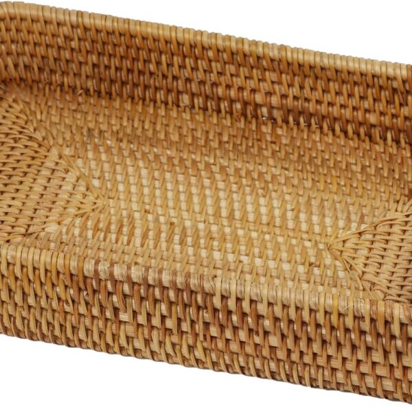 Bandeja de vime com alças, leve e resistente, ideal para servir, organizar e decorar mesa com estilo natural