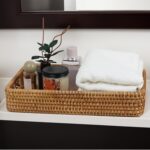 Bandeja de vime com alças, leve e resistente, ideal para servir, organizar e decorar mesa com estilo natural - Imagem 2
